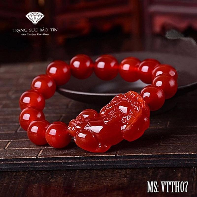 Vòng Tay Tỳ Hưu Đá Mã Não Đỏ 16MM Phong Thủy Bảo Tín (Đỏ)