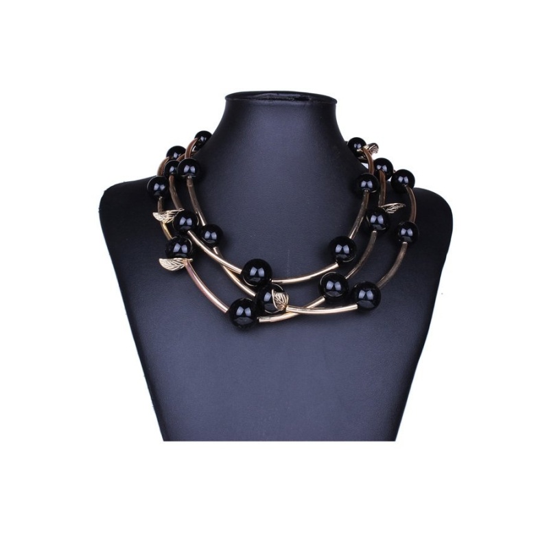 Yazilind Beads Multilayer Choker (Black) - intl