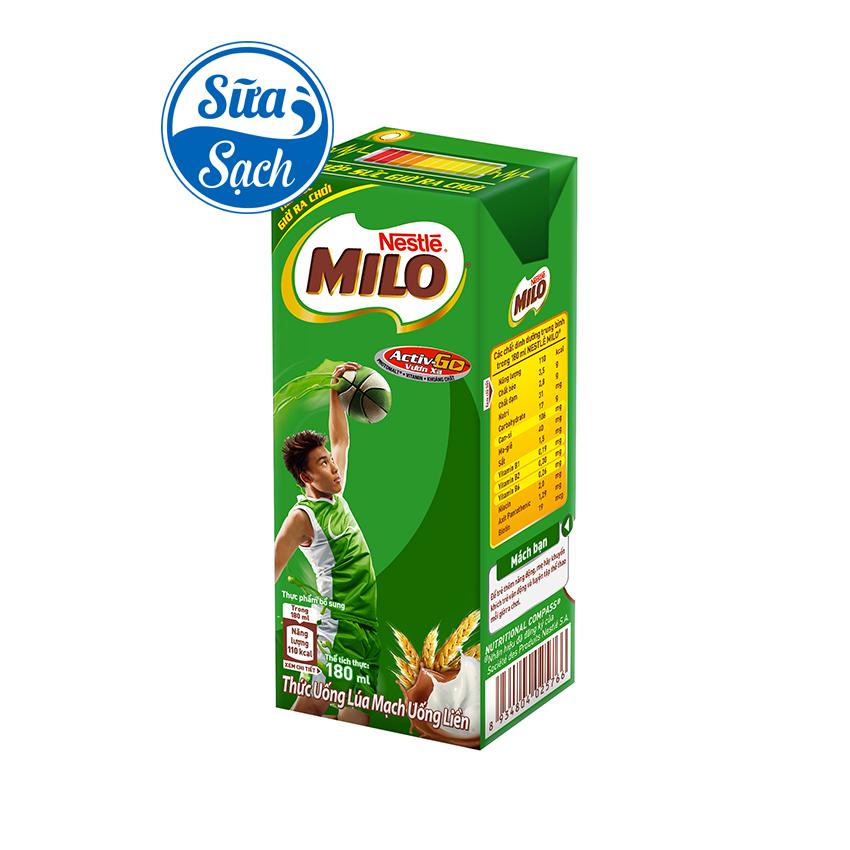 Combo 6 lốc sữa nestlé milo 180ml