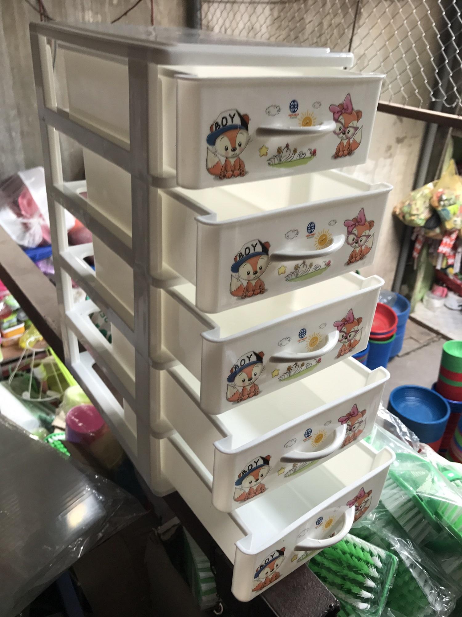 Tủ nhựa 5 tầng mini họa tiết Đựng thuố.c, chìa khóa, đồ trang sức, vật dụng nhỏ, vật dụng gia đình, văn phòng...