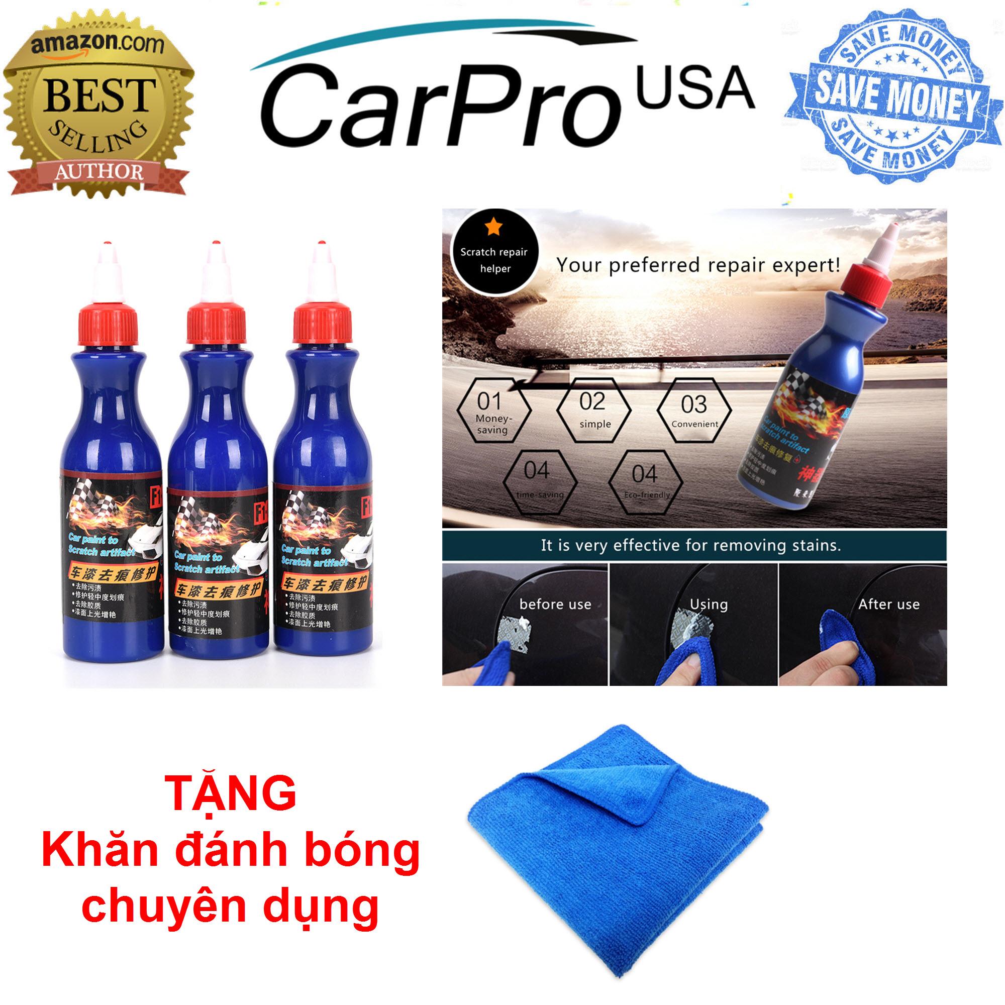 Bộ 03 chai kem tẩy xóa vết xước xe hơi-ô tô + TẶNG khăn lau đánh bóng chuyên dụng - Tiết kiệm 40%