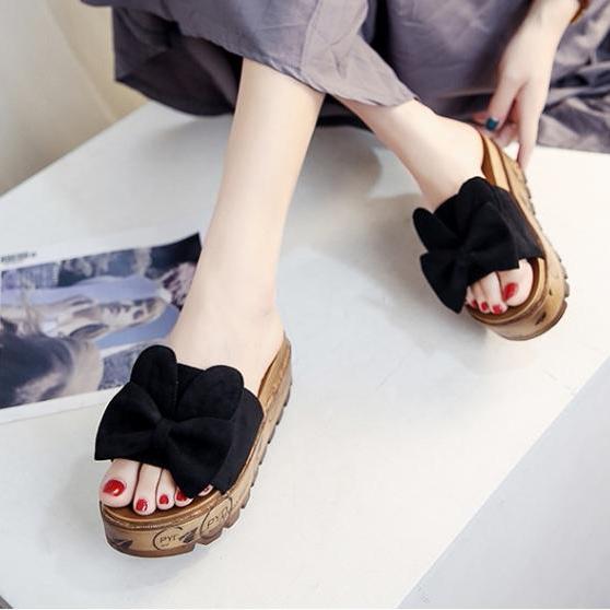 Dép nơ tai thỏ nâng đế 5p siêu nhẹ - Ảnh chụp thật tại shop