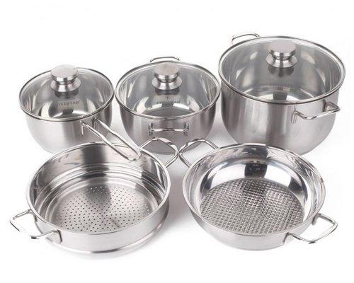 Bộ 5 món nồi xửng 3 đáy sử dụng được bếp từ Five Star + tặng 1 bàn chải đánh răng
