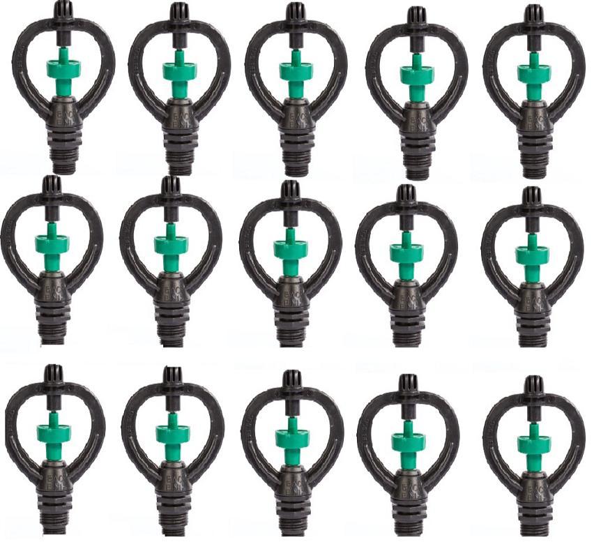 Bộ 15 béc tưới thân xoay 2 tia ngoài trong 17 - 21