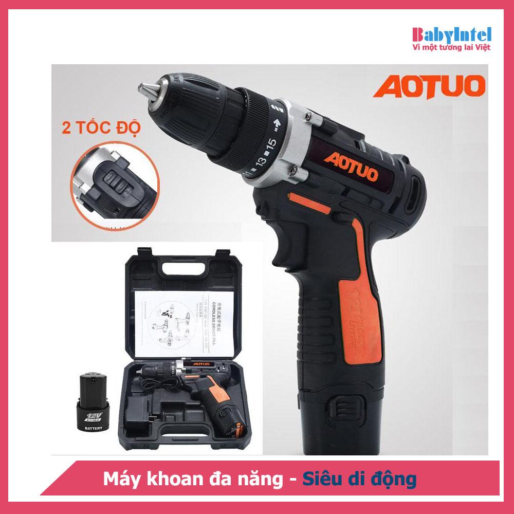 Bộ Máy khoan sửa chữa vặn vít Aotuo 12V có đảo chiều - Dùng Pin