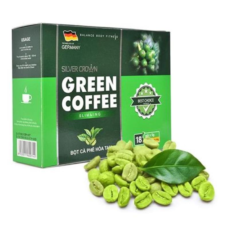 Cà phê giảm cân Green Coffee Slimming Silver Crown Hộp 18 gói x 5g nhập khẩu