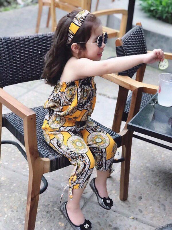 Nơi bán Set đồ kèm khăn Tuban màu vàng sành điệu xuống phố cho bé - size 6 (20-23kg/105-120cm)