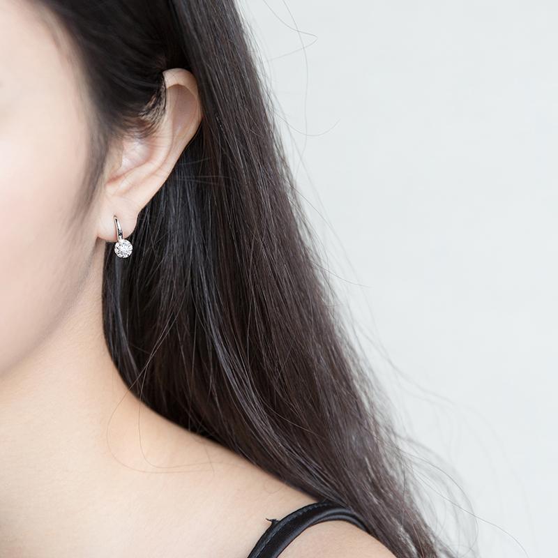 A’ROCH 925 Silver Earrings Female Korean Style Hipster Full of Crystals HUADO Earrings Elegant Hipster Short Ear Rings