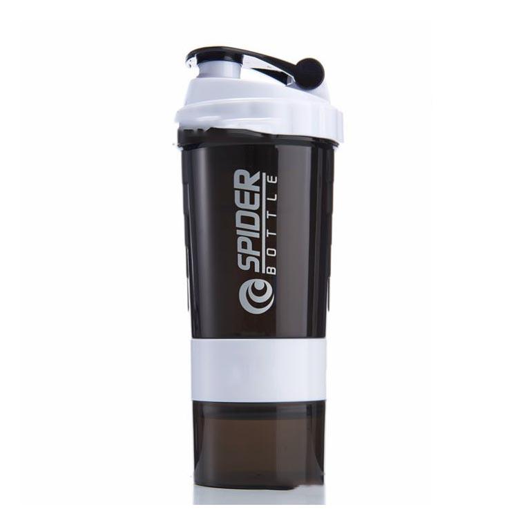 Bình nước tập Gym thể thao - Bình lắc nhiều ngăn Spider 600ml Nhật Bản
