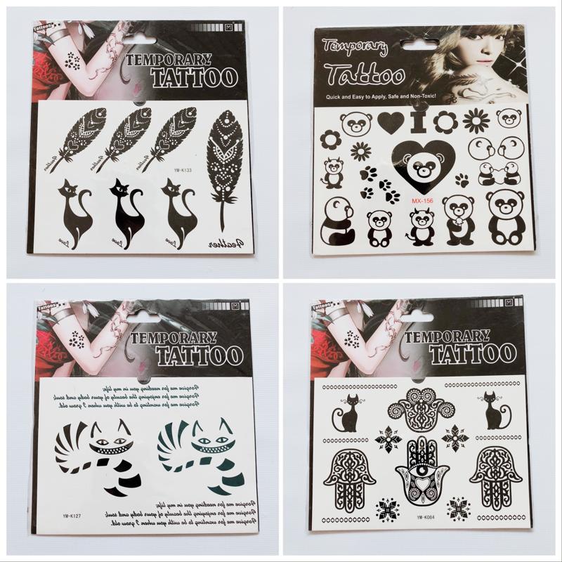 [HCM]COMBO 4 TẤM HÌNH XĂM DÁN TATTOO 16X17CM  GẤU TRÚC PANDA & MÈO CON ĐÁNG YÊU (Một tấm gồm nhiều hình. Mua 2 tặng 1. Chọn mẫu tùy thích)