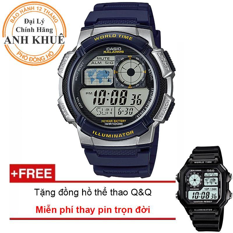 Đồng hồ nam dây nhựa Casio Anh Khuê AE-1000W-2AVDF + Tặng đồng hồ thể thao Q&Q
