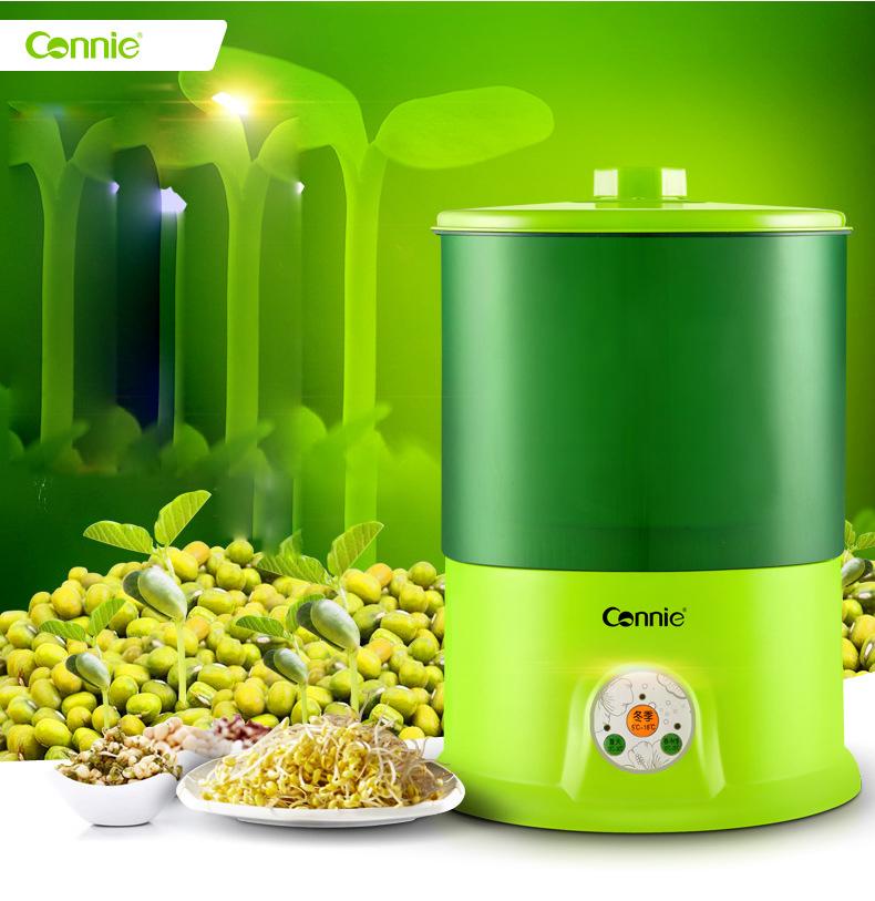 [Tặng Ngay 100gr Đỗ Xanh] Máy Làm Giá Đỗ Rau Mầm Connie, Máy Làm Giá Đỗ Tự Động 4 Mùa Connie 3 Tầng