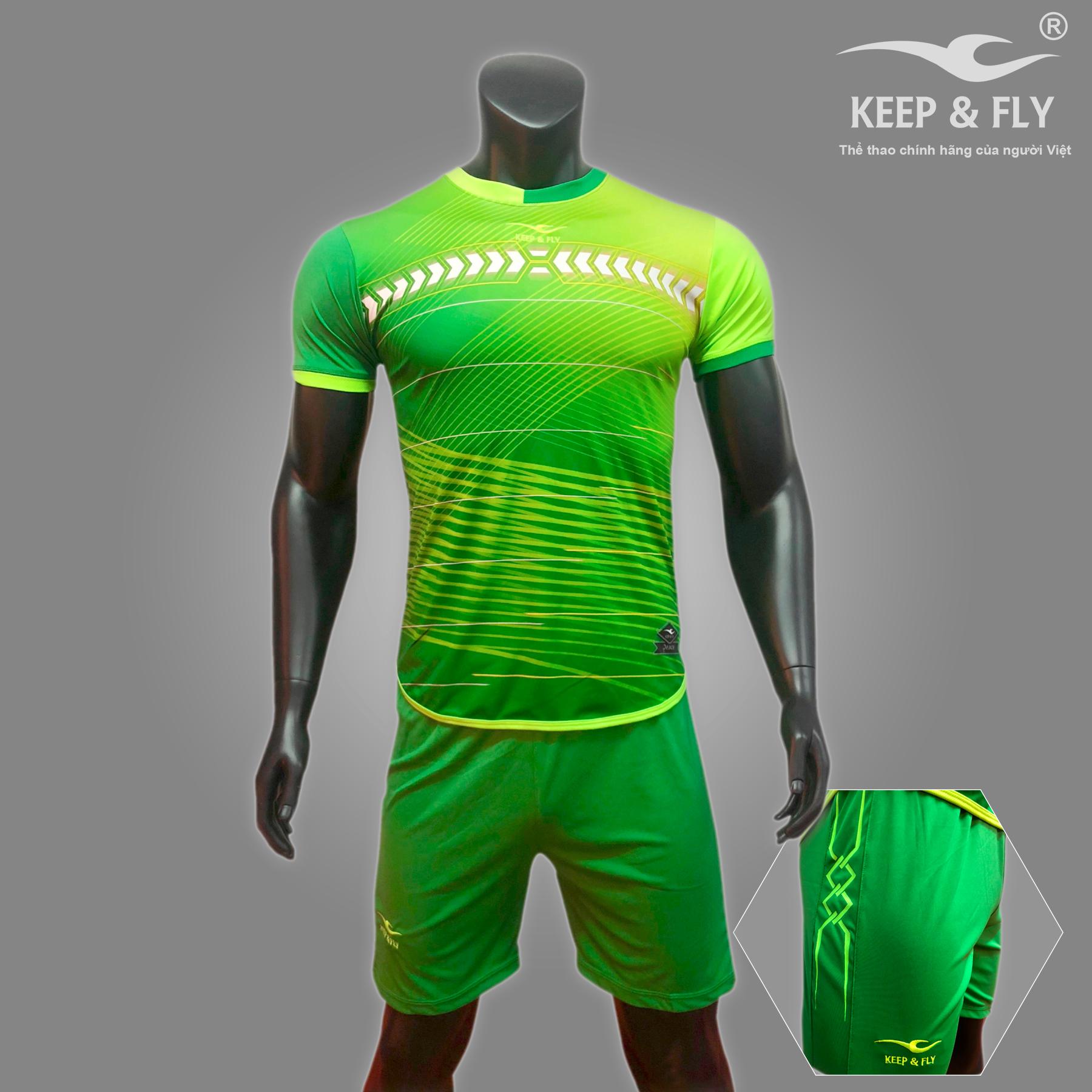 Bộ quần áo bóng đá cao cấp keep & fly peace xanh lá