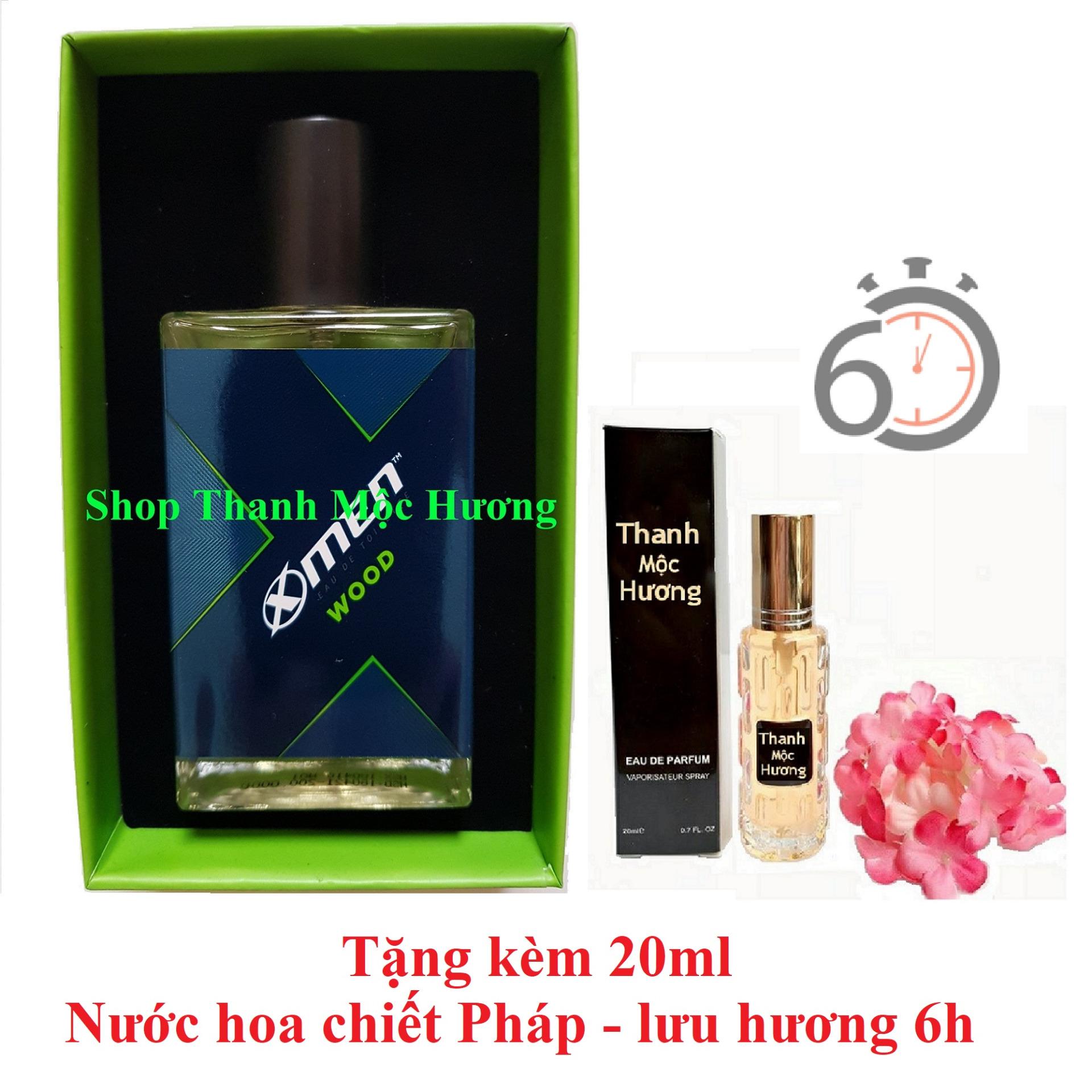 Nước hoa Xmen Wood 2018 (mẫu cải tiến của Xmen Sport 2017) tặng Nước hoa chiết Pháp...ngẫu nhiên mini 20ml cho nam, hương các loại hoa