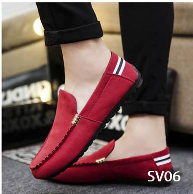 Giày Lười Nam Cao Cấp Phong Cách Hàn Quốc - Màu Đỏ SV06 (Roti Store)