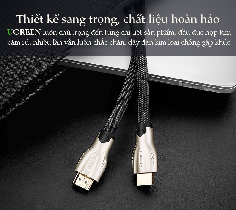Dây cáp HDMI 2.0 4K60Hz UGREEN HD102 thuần đồng 19+1, đầu hợp kim, cáp dạng dẹt và dạng tròn vỏ bọc lưới, 1.5m Dây cáp HDMI 2.0 4K60Hz UGREEN HD102 thuần đồng 19+1, đầu hợp kim, cáp dạng dẹt và dạng tròn vỏ bọc lưới, 1.5m