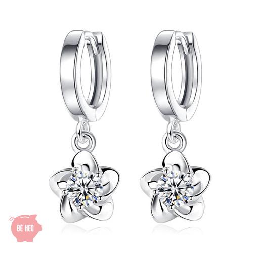 Freeship Bông tai hoa mai tòng ten đá zircon BHBT75