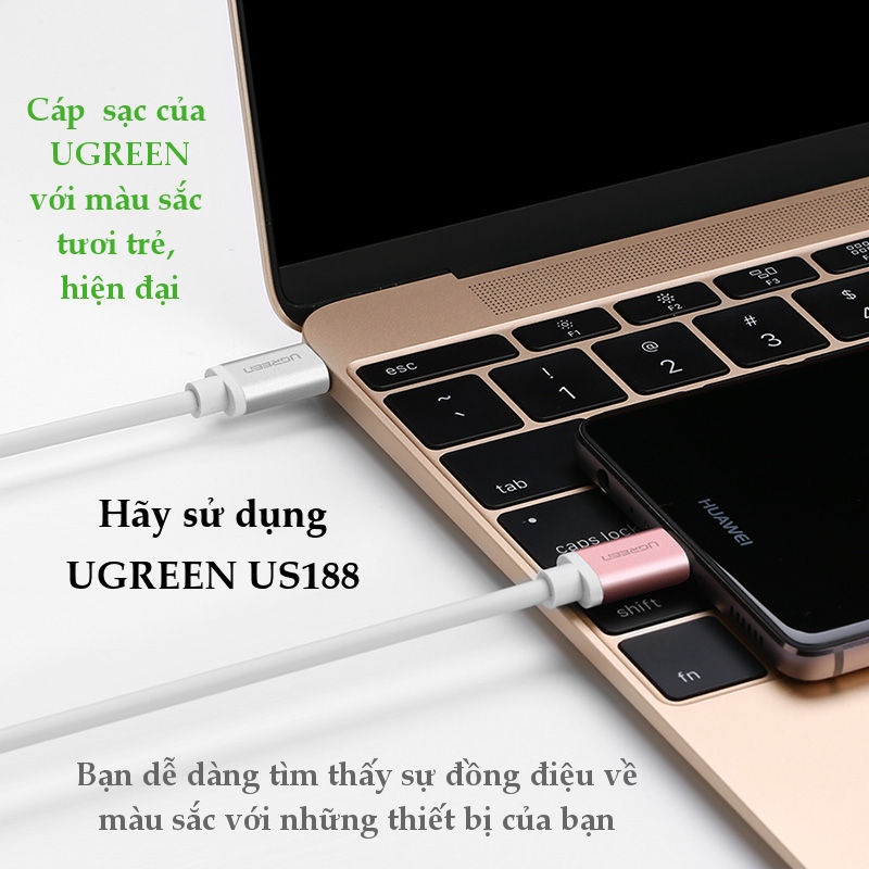 Dây cáp chuyển đổi USB 2.0 sang USB Type C, dài từ 0.25-2M UGREEN US188 Dây cáp chuyển đổi USB 2.0 sang USB Type C, dài từ 0.25-2M UGREEN US188