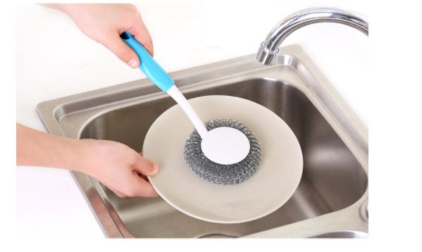 Combo 10 cọ inox rửa bát tay cầm có móc treo