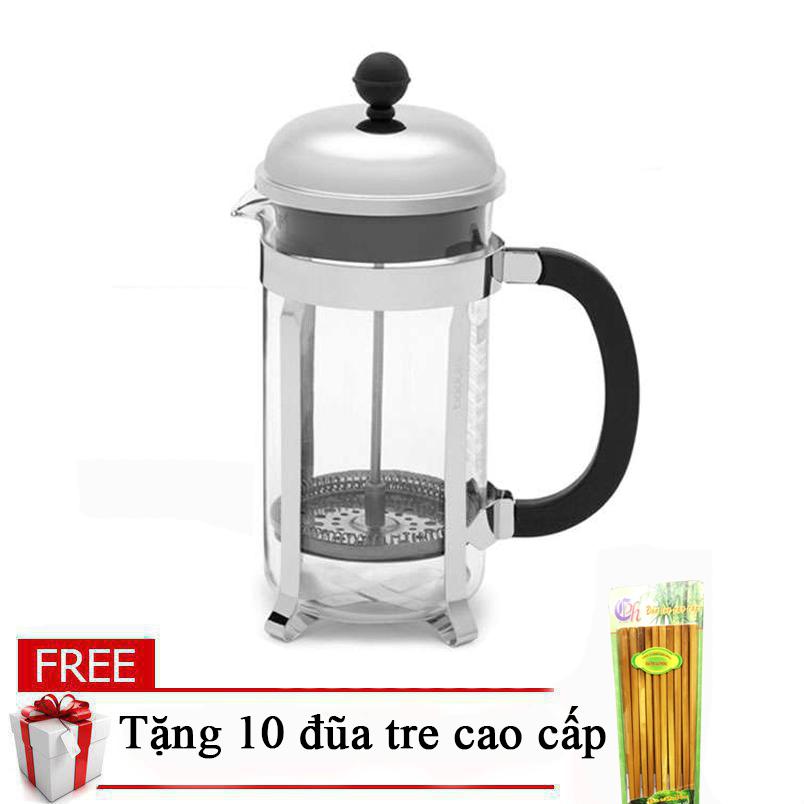Bình ép trà/cà phê kiểu pháp 350ml tặng 10 đũa tre cao cấp- Bình pha cafe