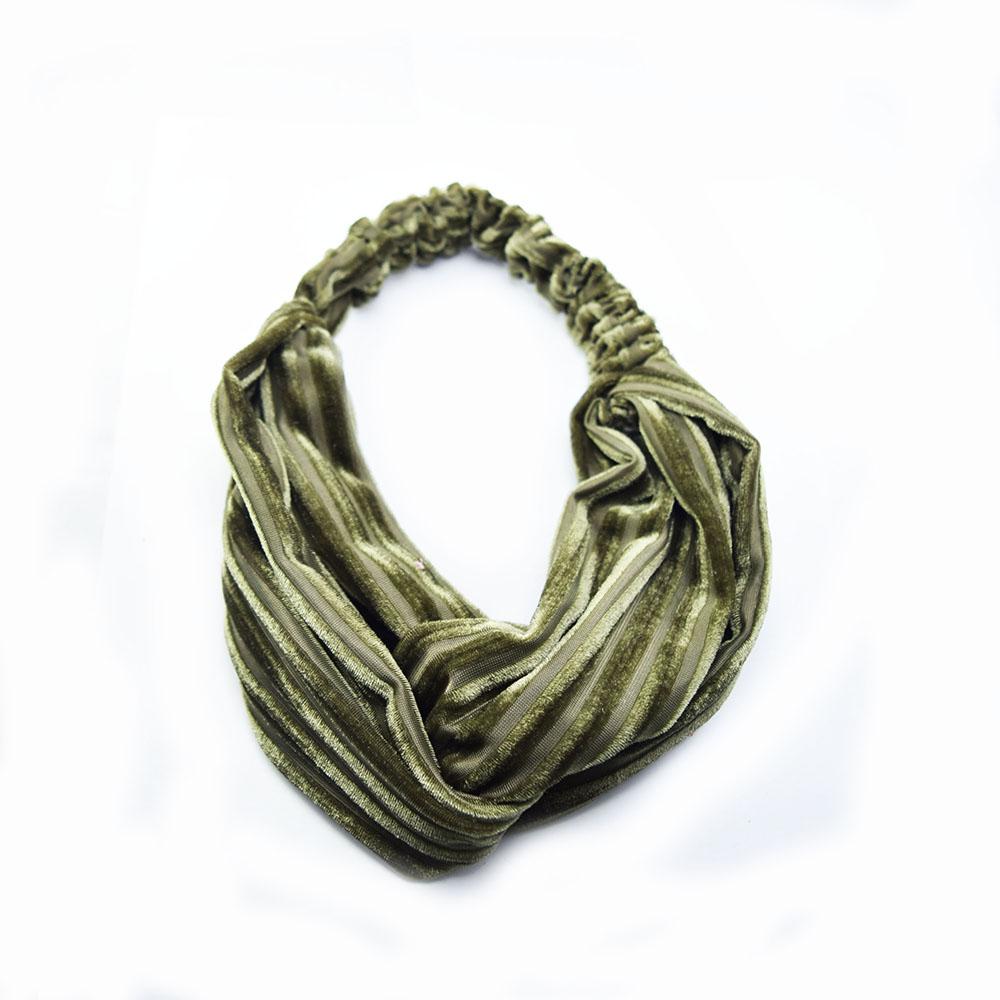 Đẹp Accessories - Băng Đô Turban Vải Nhung Màu Xanh Rêu