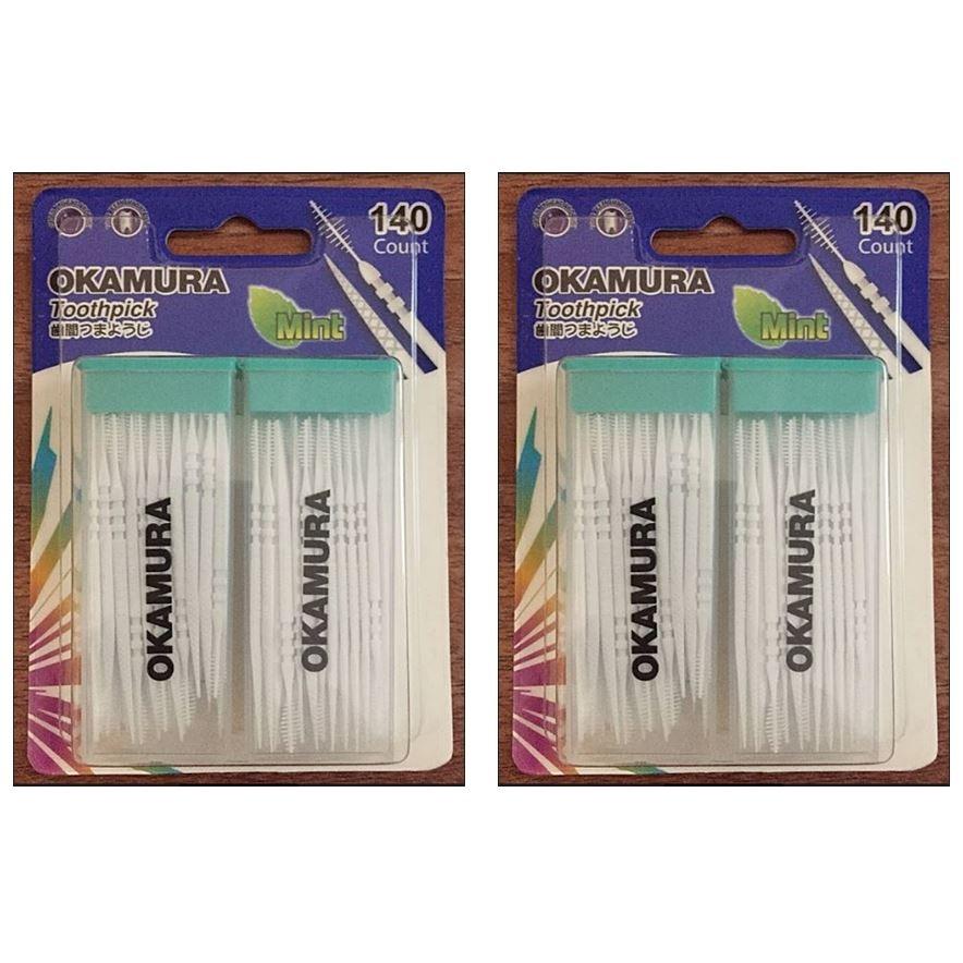2 Gói Tăm nhựa nha khoa cao cấp tiện dụng Nhật bản gói 140 que - Okamura