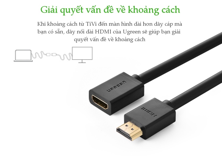 Dây nối dài HDMI 1.4 thuần đồng 19+1, dài 0.5-2M UGREEN HD107 Dây nối dài HDMI 1.4 thuần đồng 19+1, dài 0.5-2M UGREEN HD107