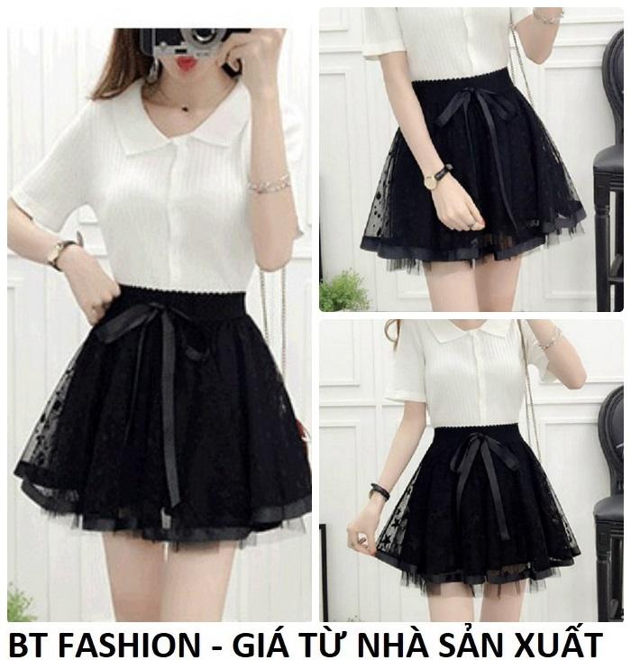 Chân Váy Xòe Lưới Ngắn Duyên Dáng Thời Trang Hàn Quốc - BT Fashion (VA02A- Lưới)