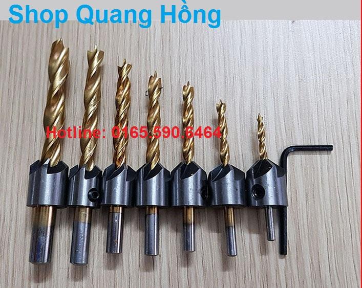 Bộ 7 mũi khoan gỗ doa lỗ vít phủ titanium