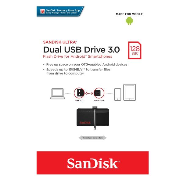Bảng giá USB OTG Sandisk 3.0 Ultra Dual 128GB 150MB/s (Đen) - Phụ Kiện 1986 Phong Vũ