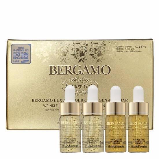 Set 4 chai Siêu tinh chất dưỡng trắng và tái tạo da BERGAMO Luxury Gold Collagen & Caviar 13ml x4
