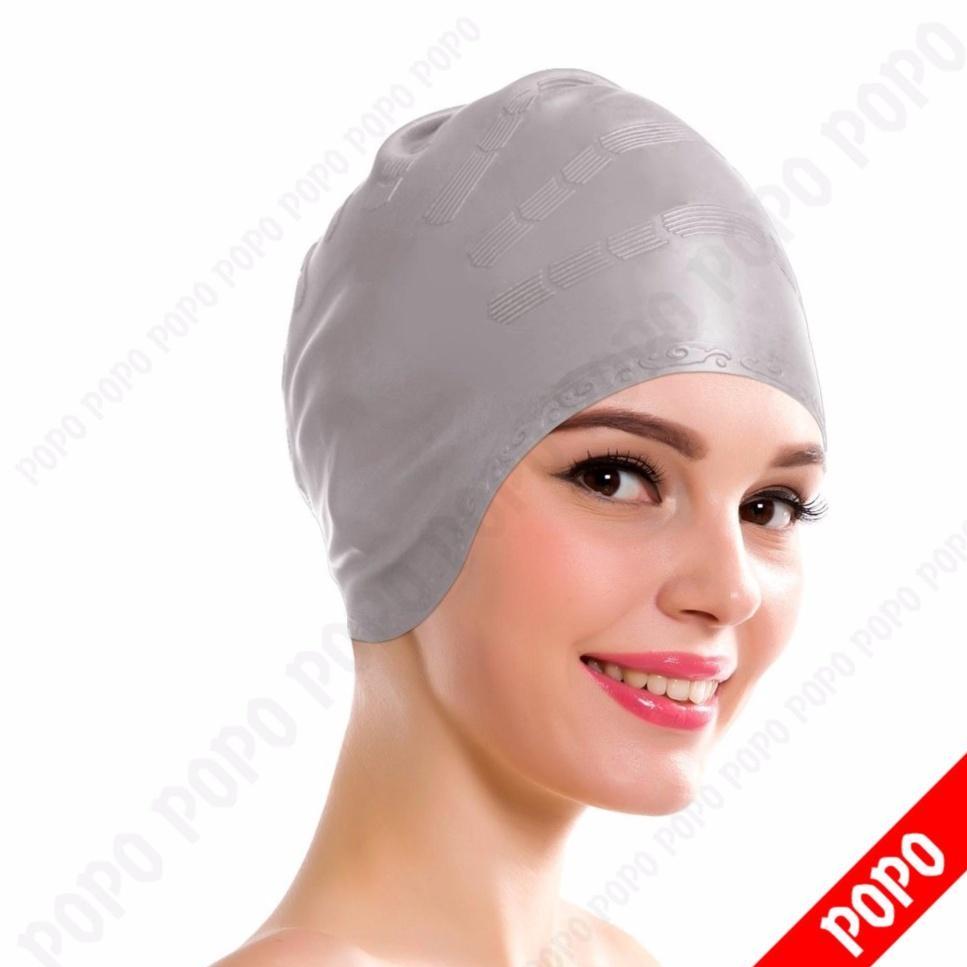 Nón bơi, Mũ bơi TRÙM TAI, chất liệu silicone đàn hồi, thiết kế thời trang cao cấp CA33 POPO Collection