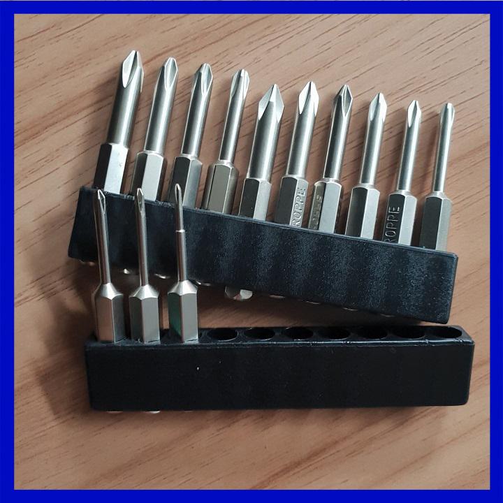 Bộ 13 mũi tô vít 4 cạnh chuôi lục giác dài 50mm cho máy khoan, máy bắn vít thương hiệu BROPPE