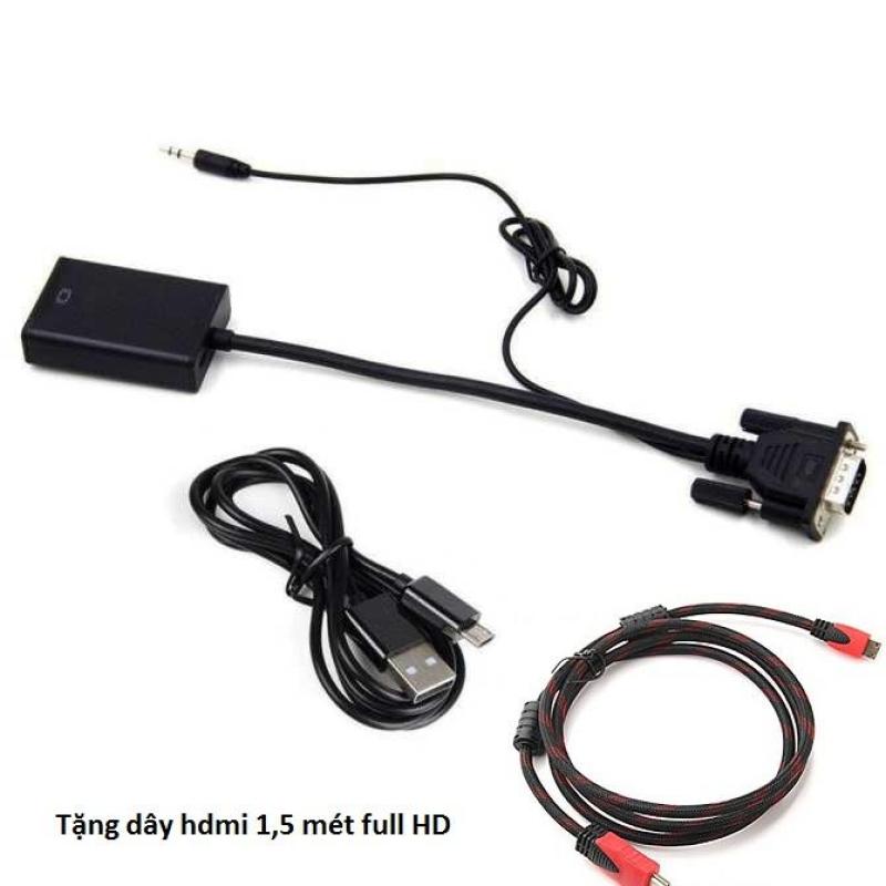 Bảng giá Bộ Cáp chuyển đổi tín hiệu từ VGA sang HDMI có âm thanh kèm theo cáp Micro USB + Tặng Cáp HDMI 1,5M Phong Vũ