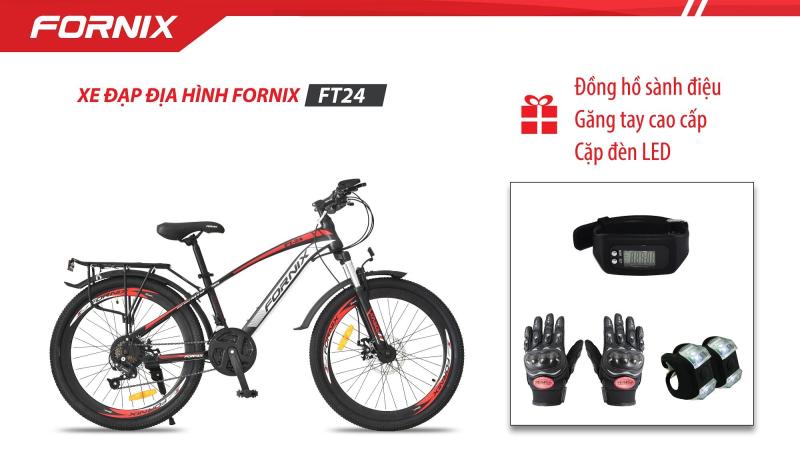 Mua XE ĐẠP ĐỊA HÌNH FORNIX FT24+ (Gift) Cặp đèn LED, Đồng hồ đo bước đi, Găng tay