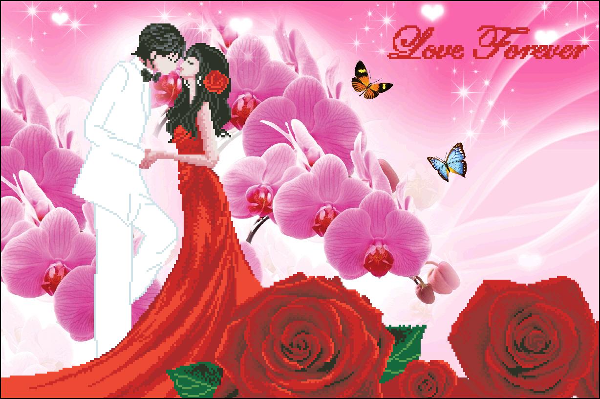[HCM]Tranh Thêu Chữ Thập Love Forever 9