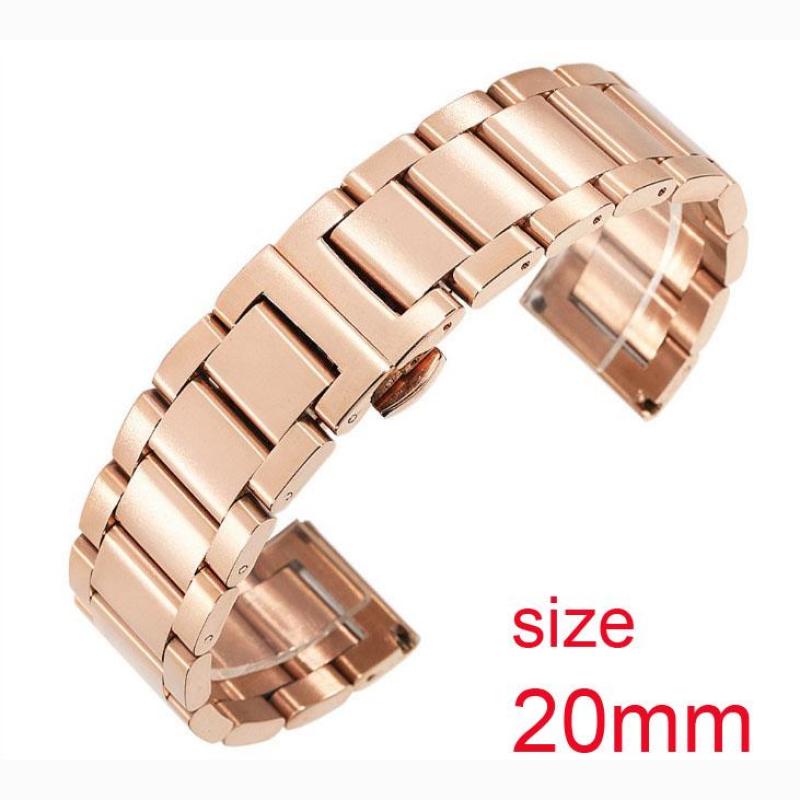 Dây đeo đồng hồ thép không gỉ đúc đặc size 20mm (Vàng hồng)