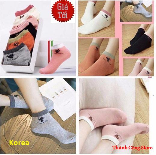 Bộ 5 đôi tất vớ nữ hình mèo miumiu cổ ngắn