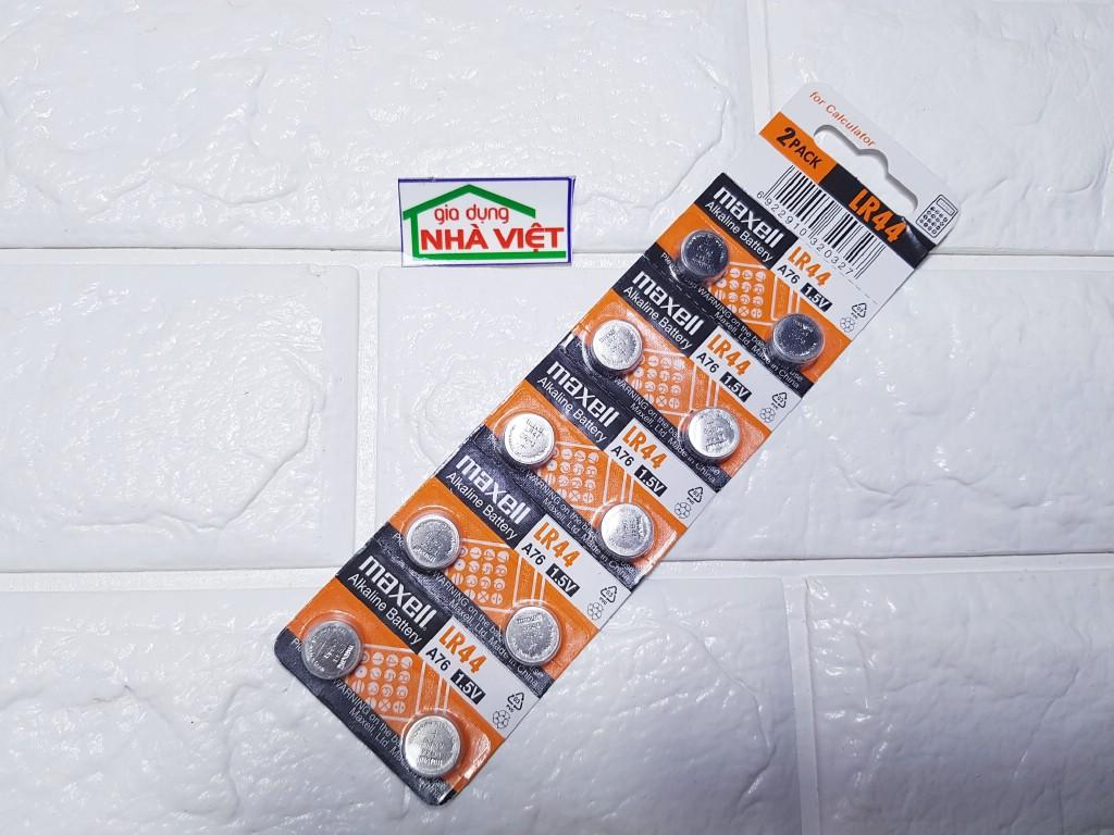 Vỉ 10 pin cúc áo Maxell Alkaline LR44 – SR44 – AG13 – CA18