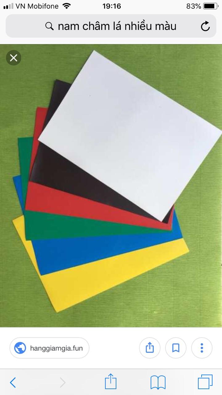 Nam châm dẻo khổ A4 nhiều màu 0,5mm, 1 set 5 tờ