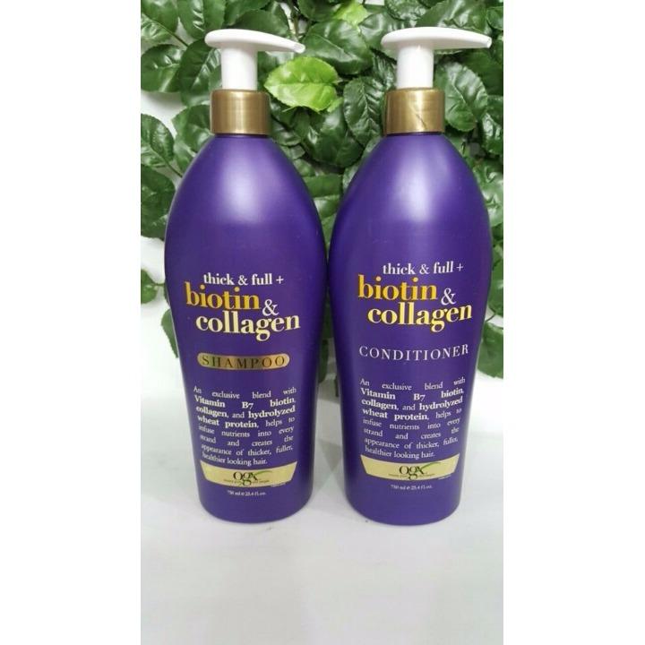 Set dầu gội + xả biotin & collagen ogx ngăn rụng tóc 750ml