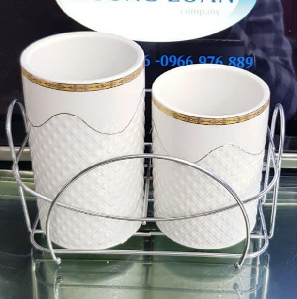 Ống đũa sứ đôi kèm giá
