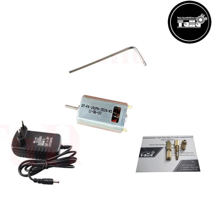 Combo bộ máy khoan mini 180 siêu khỏe ( gồm 1 lục lăng, 1 đầu kẹp mũi khoan 2.5-3.2 phi 2, 1 nguồn 5v 2a, 1 động cơ mini 180 tốc độ cao )