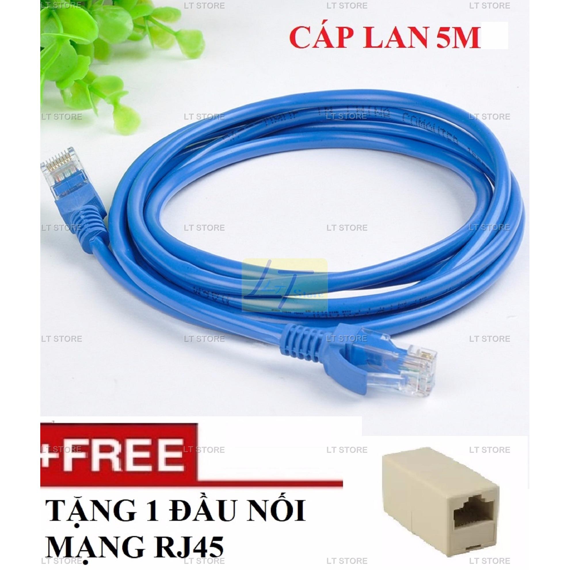 [HCM]Cáp mạng LAN Cat5E Đúc sẵn 2 đầu dài 5M chống nhiễu Tặng 1 đầu nối mạng