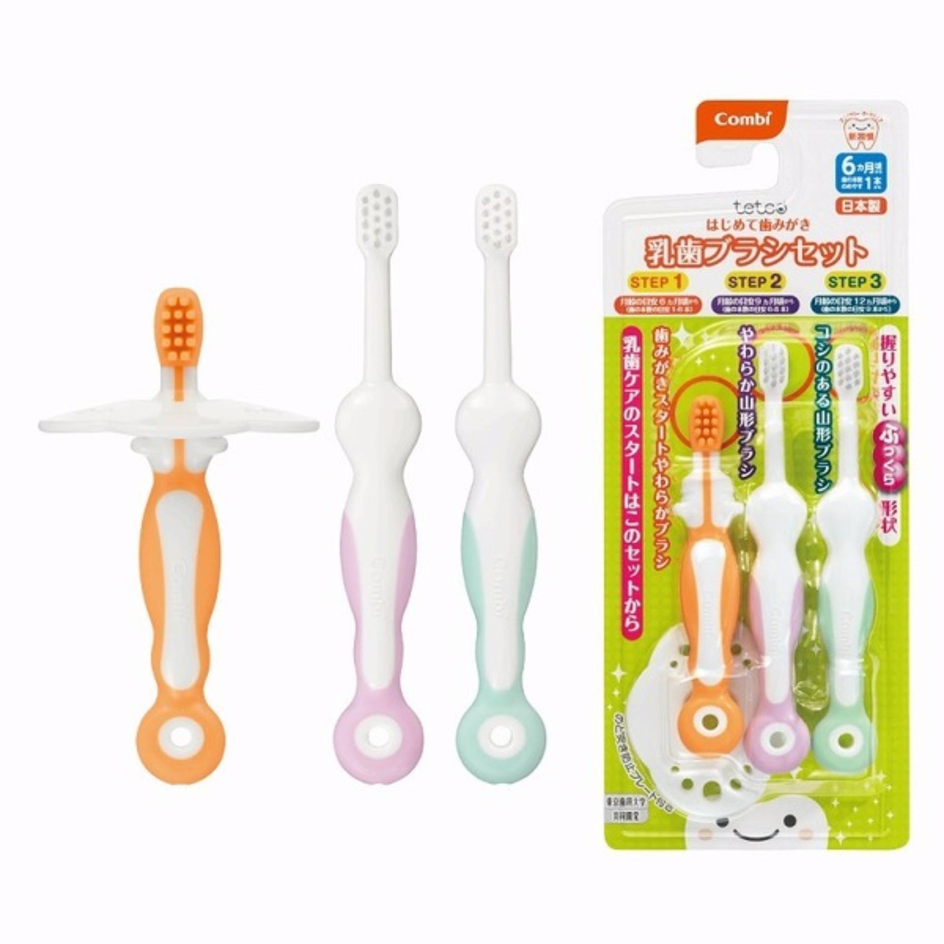 Bộ 03 bàn chải đánh răng 3 bước Combi Teteo - Japan