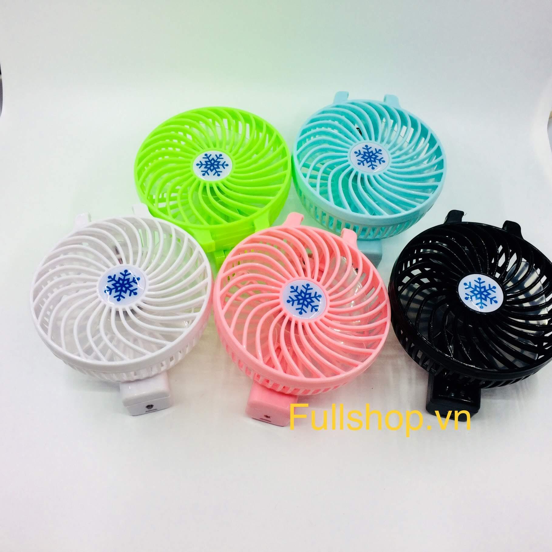 Quạt mini cầm tay (quạt mini du lịch) có đèn LED, pin sạc lại thông minh
