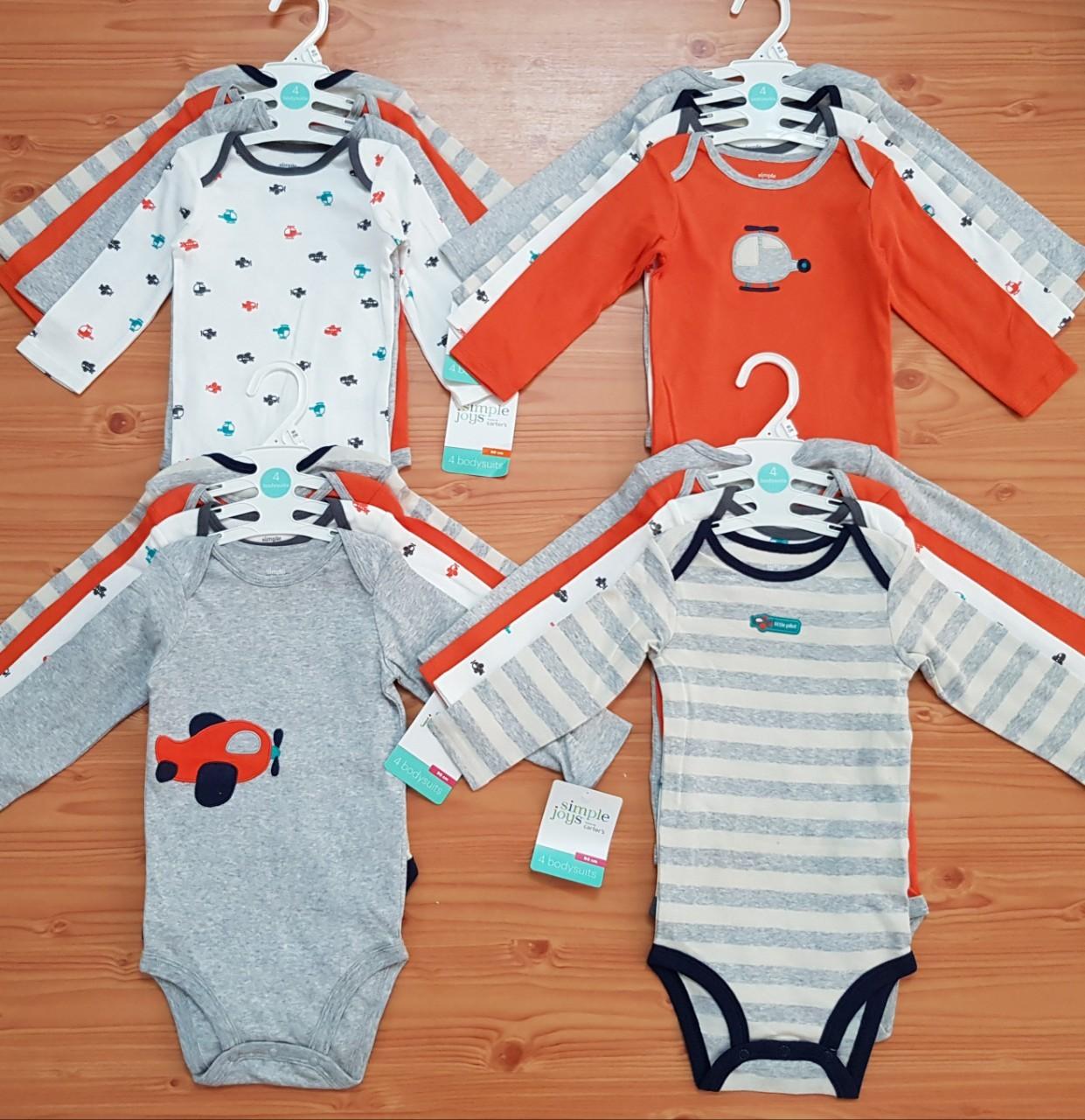 Set 4 bodysuit tay dài cho bé trai