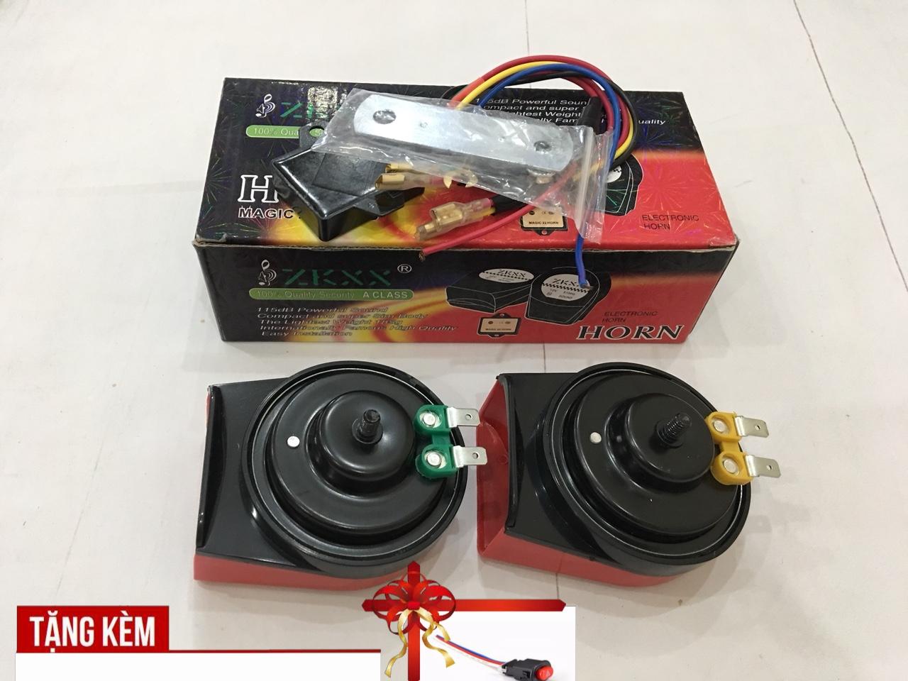 [ĐÂY RỒI-CÓ THÊM CÔNG TẮC CHUYỂN ĐỔI] Bộ còi ngân HORN tiếng ngân vang xe độ xe máy phong cách dân chơi G96-3