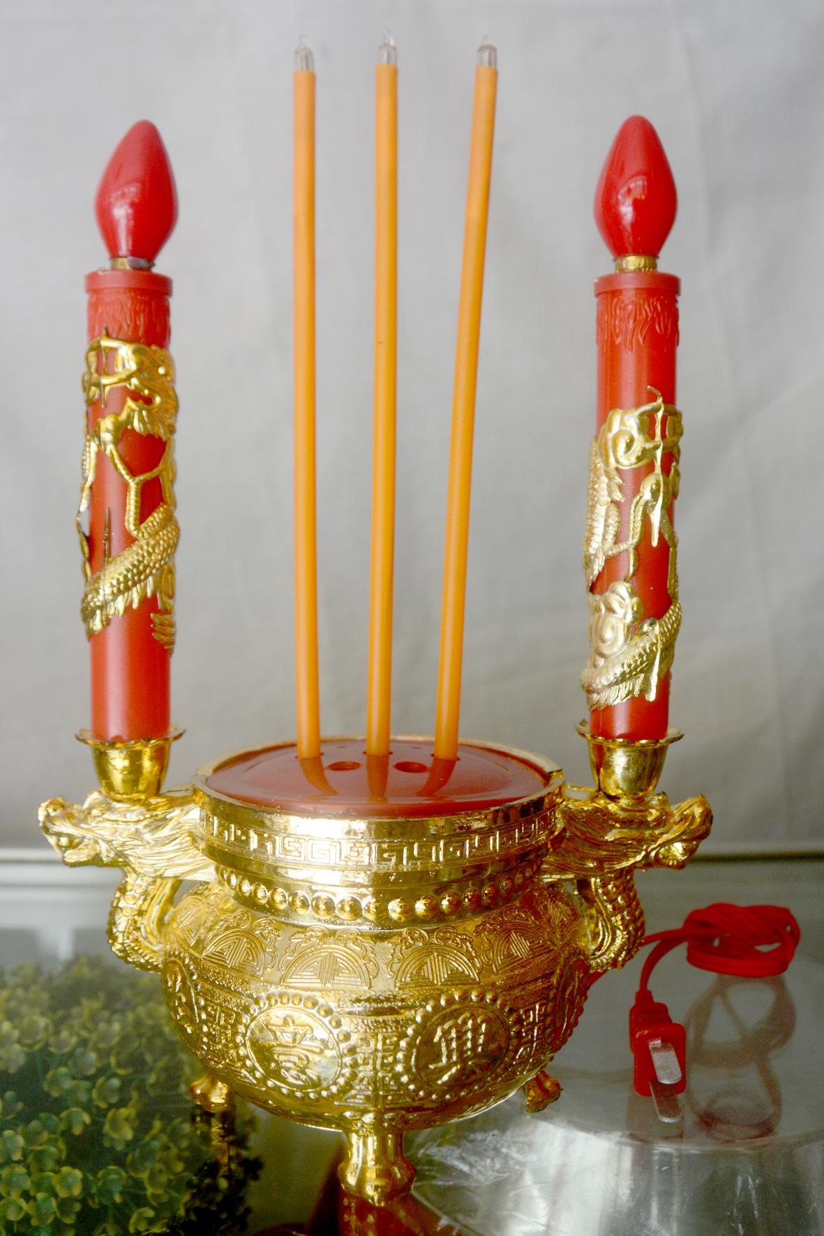 Lư hương cắm điện tròn cao 30cm