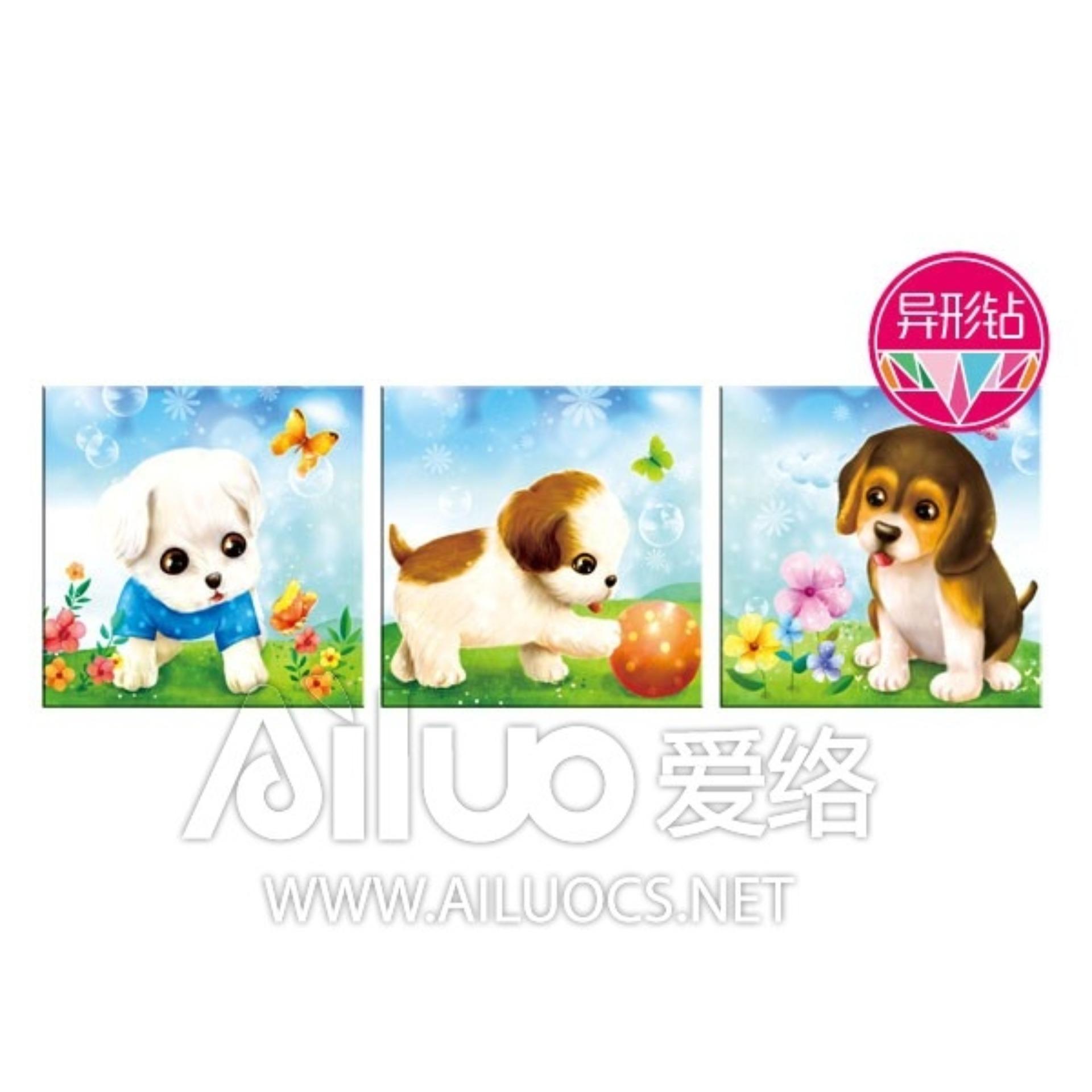 xả hàng tồn TRANH ĐÍNH ĐÁ 3 CHÚ CHÓ DỄ THƯƠNG 72056 Kích thước: 111X37cm (TỔNG 3 BỨC) CHƯA ĐÍNH